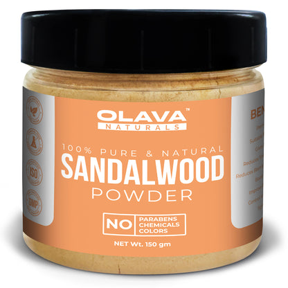 Olava Naturals Sandalwood Powder - 100% Pure & Natural Chandan Powder for Face Pack, Face Mask, Puja - 150 gm